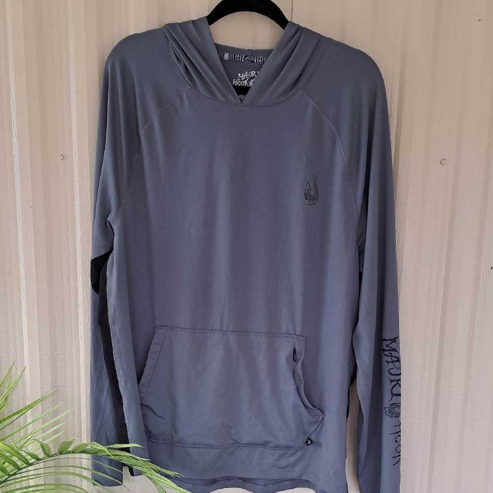 Maori Hook  Charcoal And Black Hoodie for Men.  Size XL.